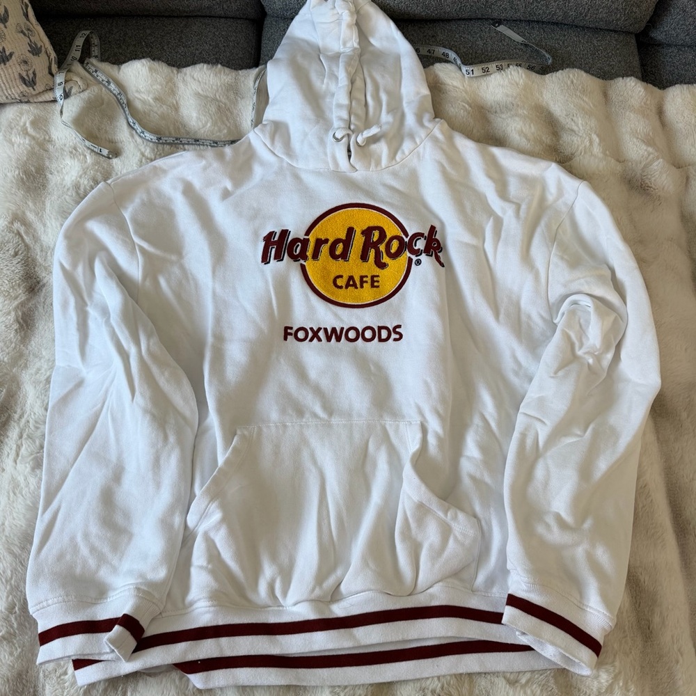 Hard Rock Cafe White and Maroon Hoodie